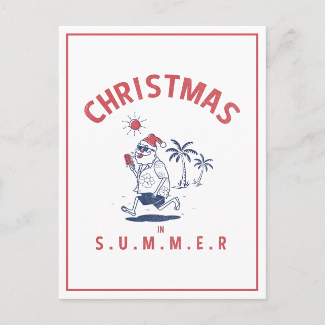 Cartão Postal Papais noeis Engraçados No Natal Do Verão Em Julho (Frente)