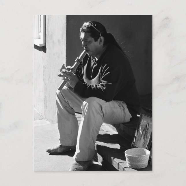 Cartão Postal Papais noeis Fe Flutist (Frente)