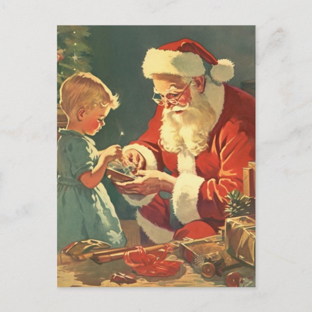 Cartão Postal Papais noeis mágicos da Árvore de Natal (Frente)