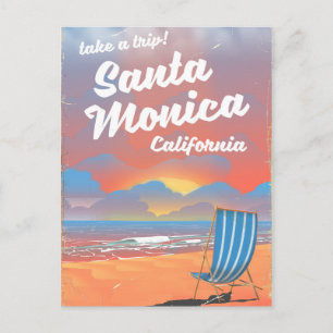 Cartão Postal Papais noeis Monica California vintage Beach poste