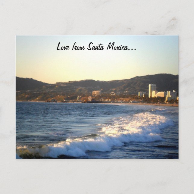 Cartão Postal Papais noeis Monica Pier como vista na praia de Ve (Frente)