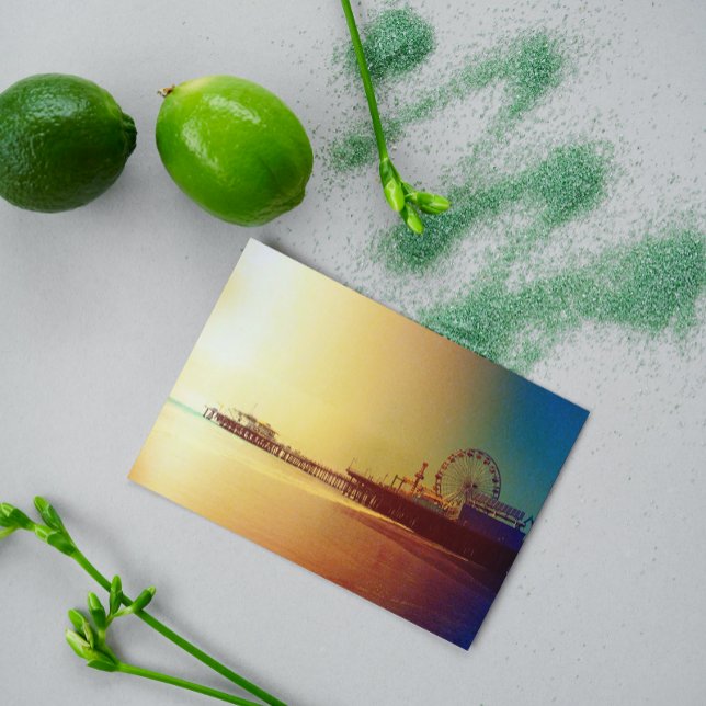 Cartão Postal Papais noeis Monica Pier - Orange Sunrise Photo Ed (Criador carregado)