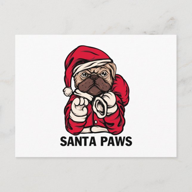 Cartão Postal Papais noeis Paws Natal Inglês Bulldog Ideias (Frente)