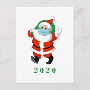 Cartão Postal Papais noeis personalizáveis vestindo máscara m
