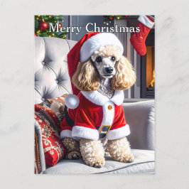 Cartão Postal Papais noeis Poodle Natal