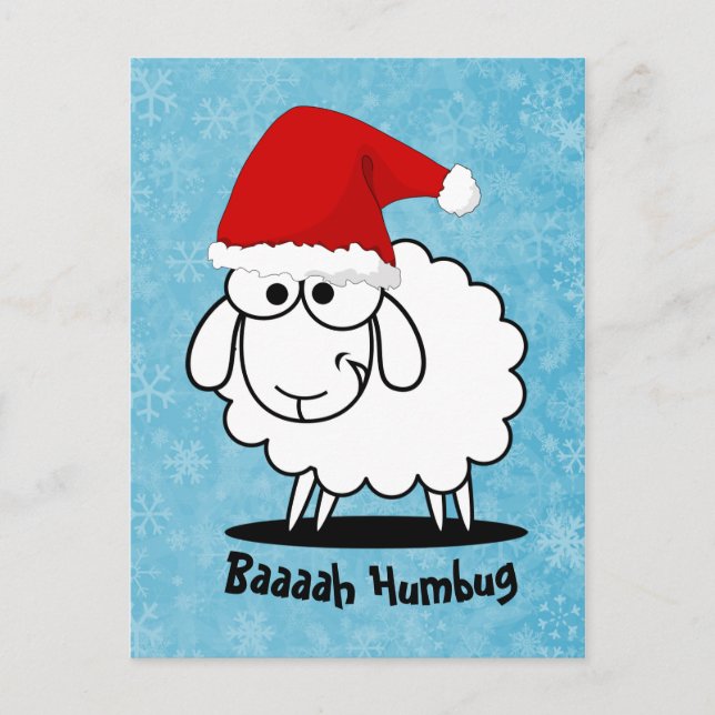 Cartão Postal Papais noeis Sheep Bah Humbug (Frente)