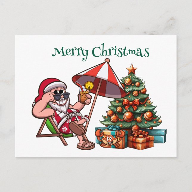 Cartão Postal Papais noeis tropicais Feliz Natal (Frente)