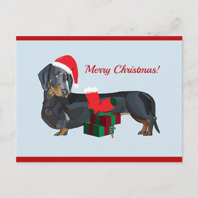 Cartão Postal Papais noeis vazios Dachshund Natal (Frente)
