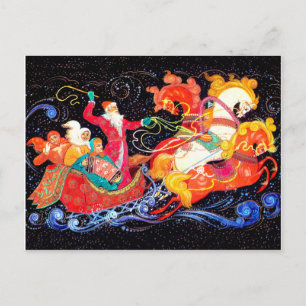 Cartão Postal Papais noeis vêm em três carruagens de cavalos, 