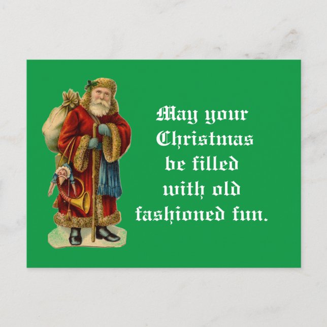 Cartão Postal Papais noeis Vintage com presentes (Frente)