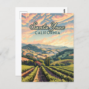Cartão Postal Papais noeis Ynez California Vineyard Winery Retro