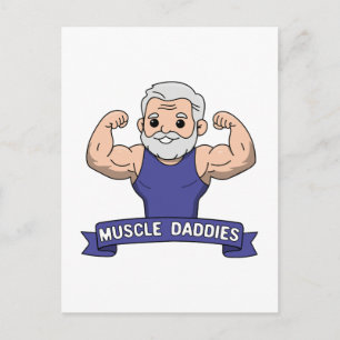 Cartão Postal Papaizão Musculoso Fofo Kawaii Barbudo