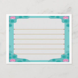 Cartão Postal Papel de carta De Lilly Pond Com Folha Nova