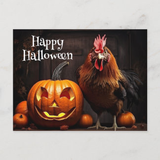 Cartão Postal Papel de Fazenda de Pumpkin no Galo Feliz de Hallo