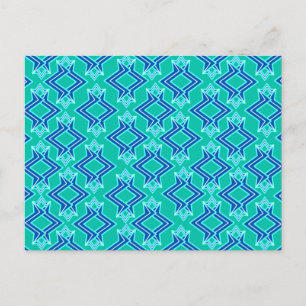 Cartão Postal Papel de Parede Art Déco, Turquesa e Cobalto