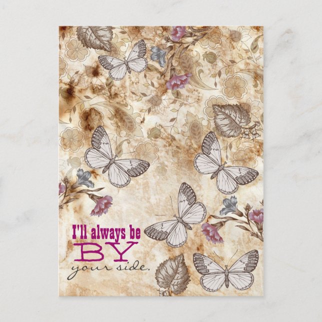 Cartão Postal Papel de parede das borboletas (Frente)