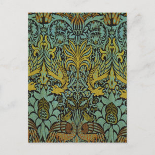 Cartão Postal Papel de parede Dragão Pavão William Morris 