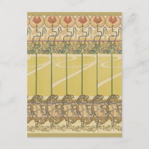 Cartão Postal Papel de Parede Floral Art Nouveau Alfonse Mucha P