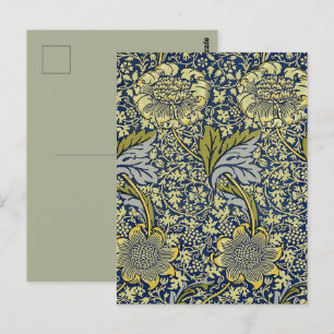 Cartão Postal Papel de Parede Floral William Morris Kennet Azul
