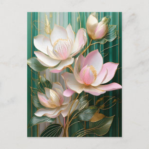 Cartão Postal Papel de Parede Florido Arte de Magnólia Japonesa