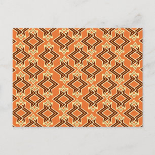Cartão Postal Papel de Parede Padrão Art Déco, Terracota / Ferru