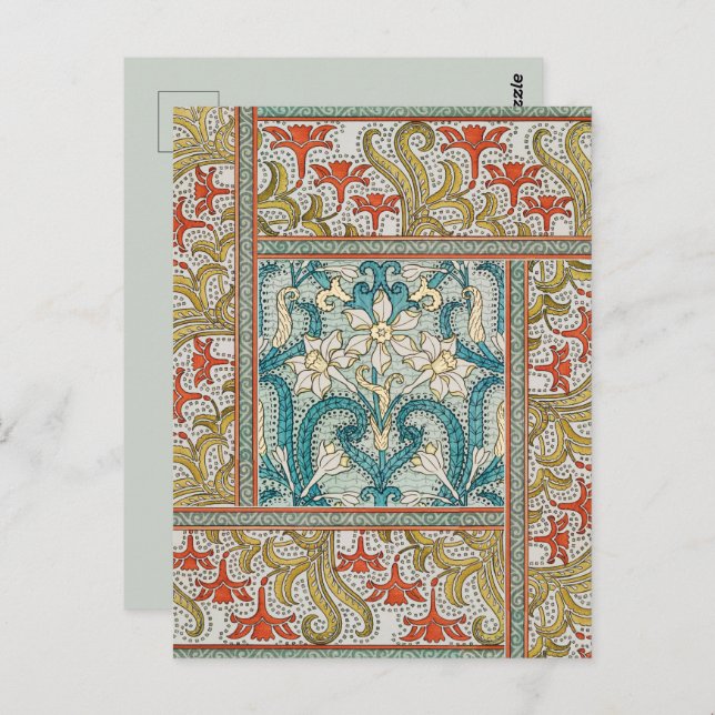 Cartão Postal Papel de parede para flores Daffodil chintz art no (Frente/Verso)