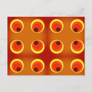 Cartão Postal papel de parede retrô laranja, vermelho 1970