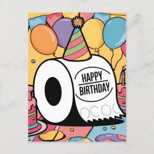 Cartão Postal Papel higiênico usando balões de chapéu de anivers