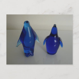 Cartão Postal papel pinguim azul
