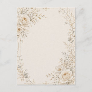 Cartão Postal Papelaria de Casamento com Detalhes Neutros Refina