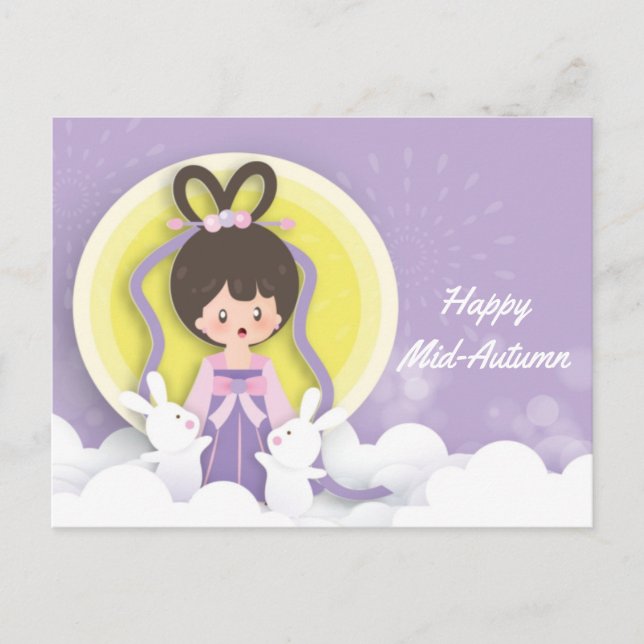 Cartão Postal Papercut do Festival Chang’e Moon (Frente)