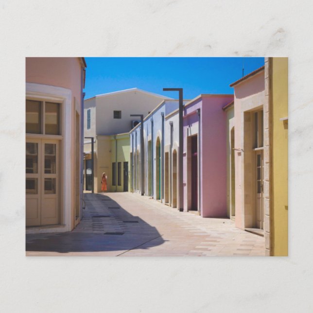 Cartão Postal Paphos Antigos Edifícios coloridos (Frente)