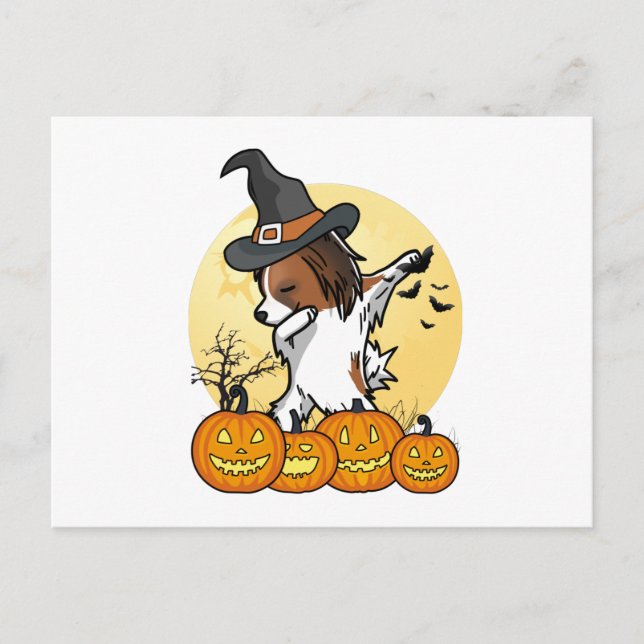 Cartão Postal Papillon Dabbing Halloween (Frente)