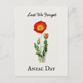 Cartão Postal papoula vintage do dia do Anzac de lembrança memor