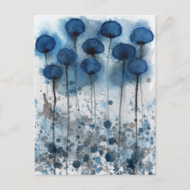 Cartão Postal Papoulas azuis-marinho e cinzas, cartão-postal de 