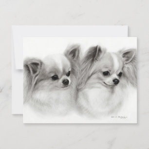 Cartão Postal Par Chihuahua Par Retrato Pintado De Pé