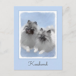 Cartão Postal Par de Keeshond Pintura Original de Kees Arte Anim