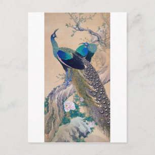 Cartão Postal Par de Peacocks em Primavera, Imao Keinen