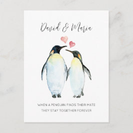 Cartão Postal Par de Pinguins Amor Eterno Aniversário