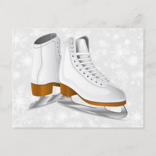 Cartão Postal par de skates de gelo brancos