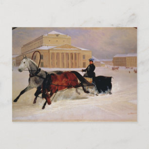 Cartão Postal Par de vara com cavalo de corrida em Bolshoi