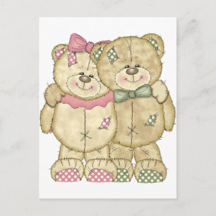 Cartão Postal Par do Urso de Teddy - Cores Originais