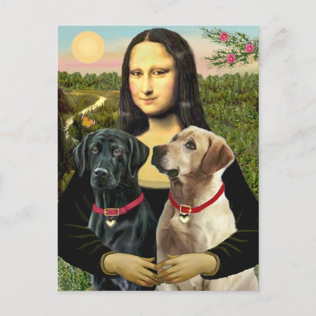Cartão Postal Par Labrador (B+Y) - Mona Lisa (Frente)