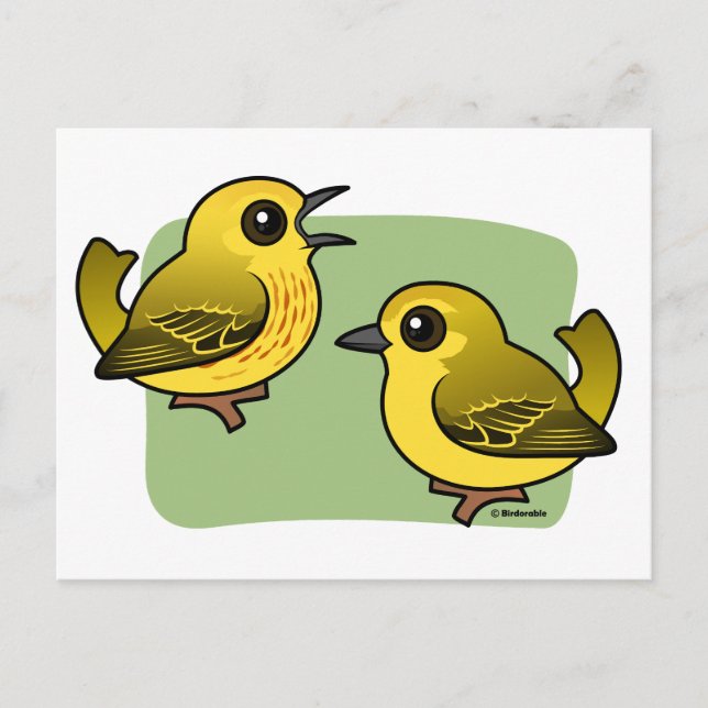 Cartão Postal Par Warbler Amarelo (Frente)