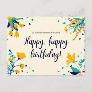 Cartão Postal Para a melhor mãe do mundo Aniversário