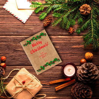 Cartão postal para a tipografia vermelha de Natal