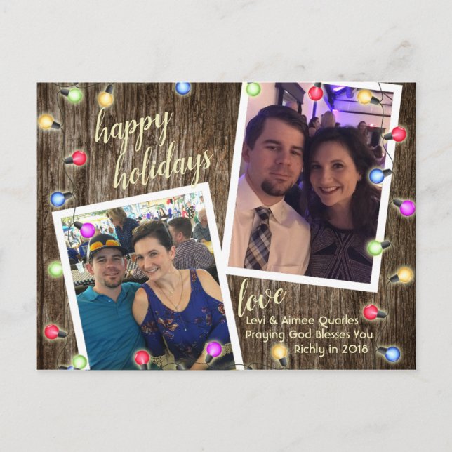 Cartão postal para as Luzes de Natal Rustic Countr (Frente)