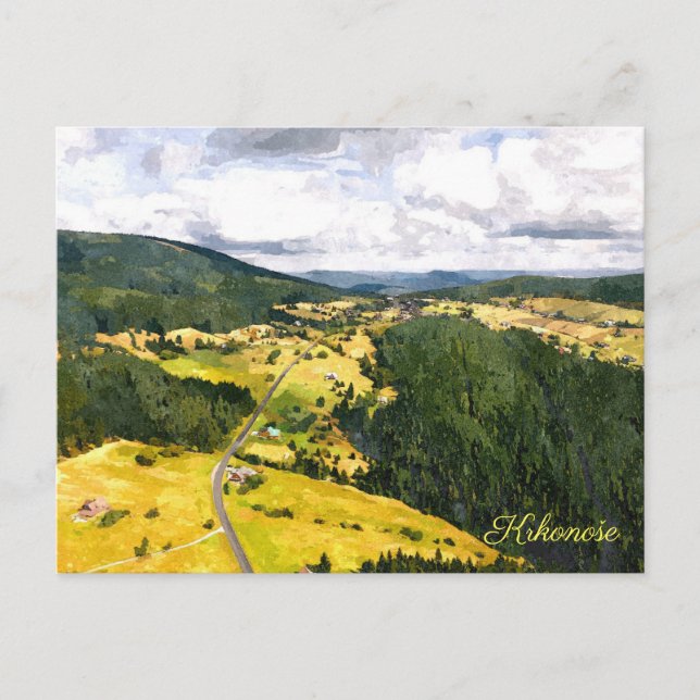 Cartão postal para as Montanhas Krkonoše (Frente)