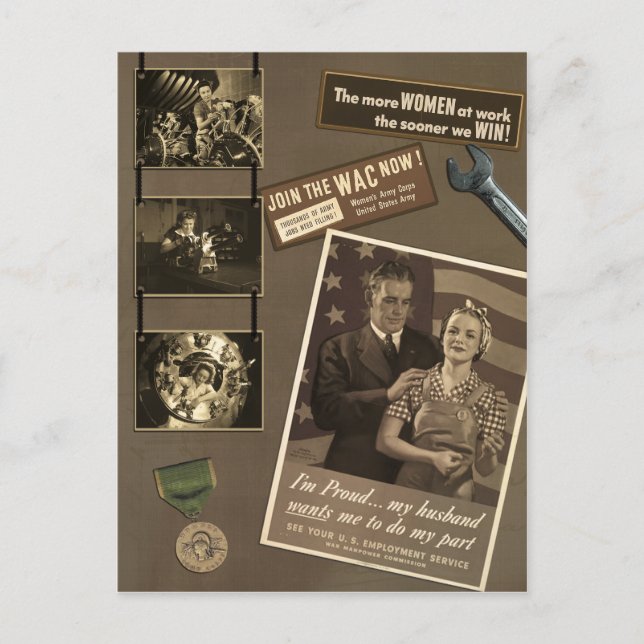 Cartão postal para as mulheres trabalhadoras WWII (Frente)
