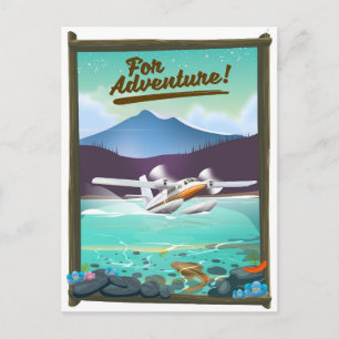 Cartão Postal Para Aventura! Cartaz de viagem de hidroavião